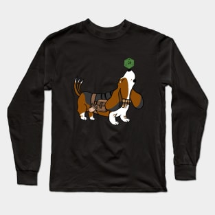 Basset Hound Bard | DND Dogs | Fantasy Art | Flagon Long Sleeve T-Shirt